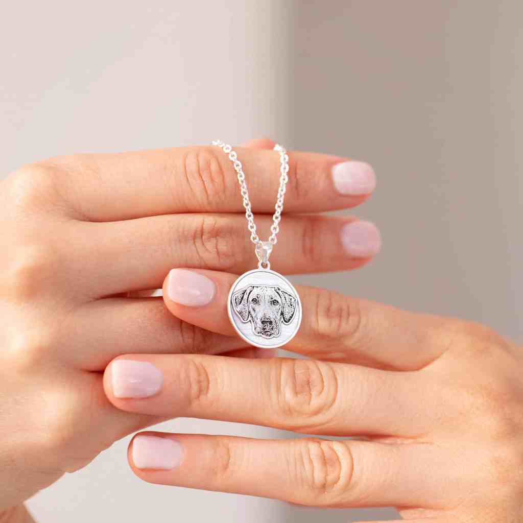 Silver pet photo necklace