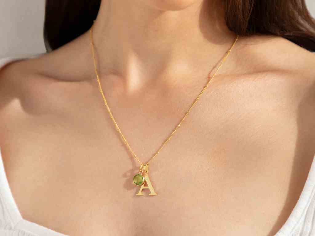 Initial And Birthstone Necklace