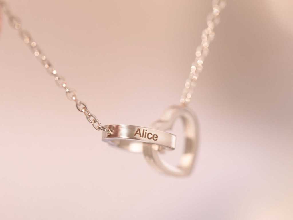 Silver engraved name necklace