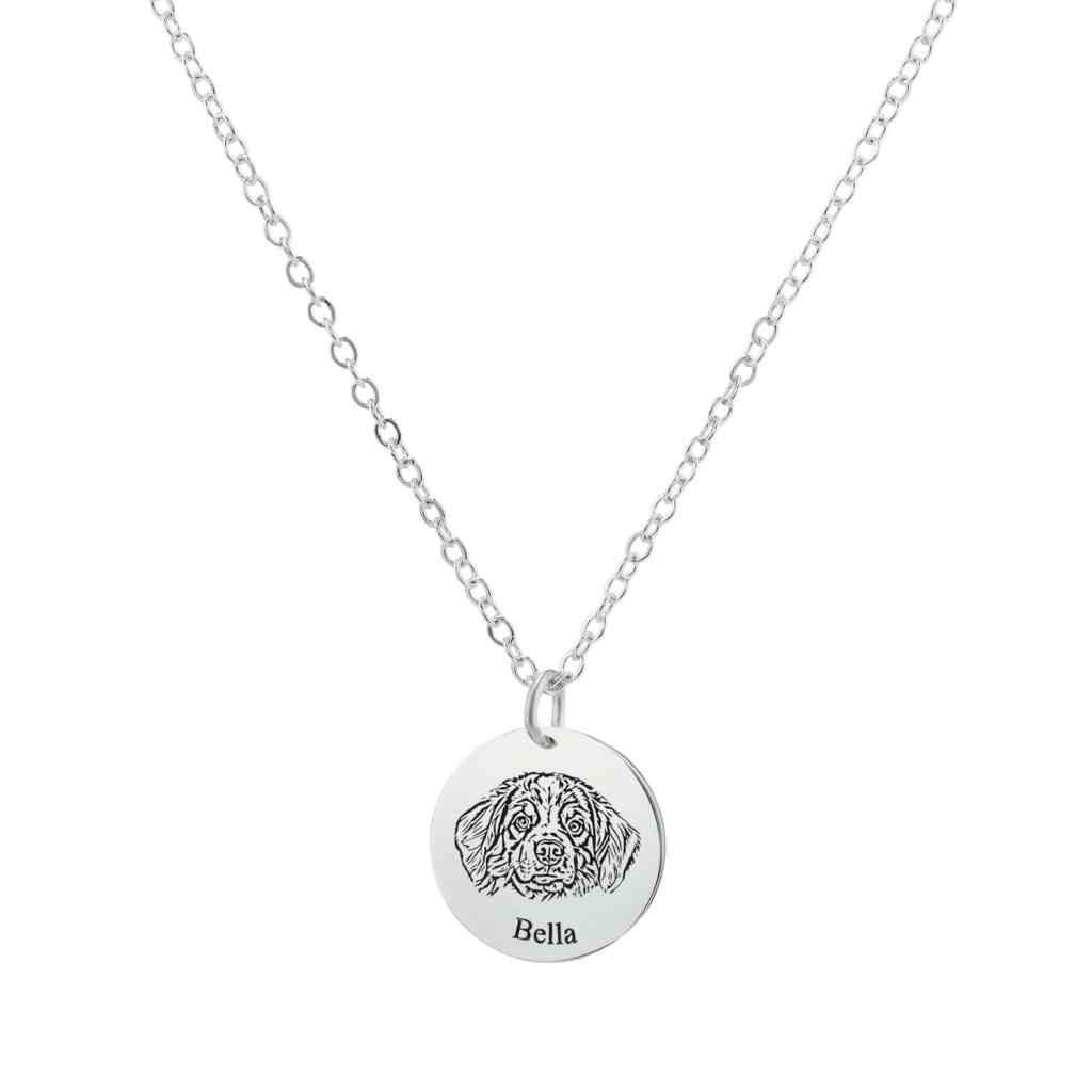 silver pet face necklace