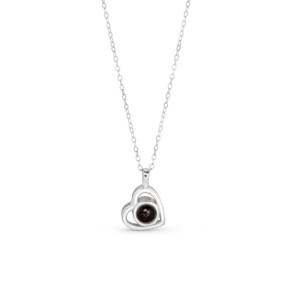 Simple heart photo necklace with hidden photo