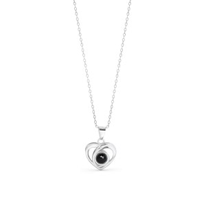 Crossed heart photo necklace with hidden picture inside