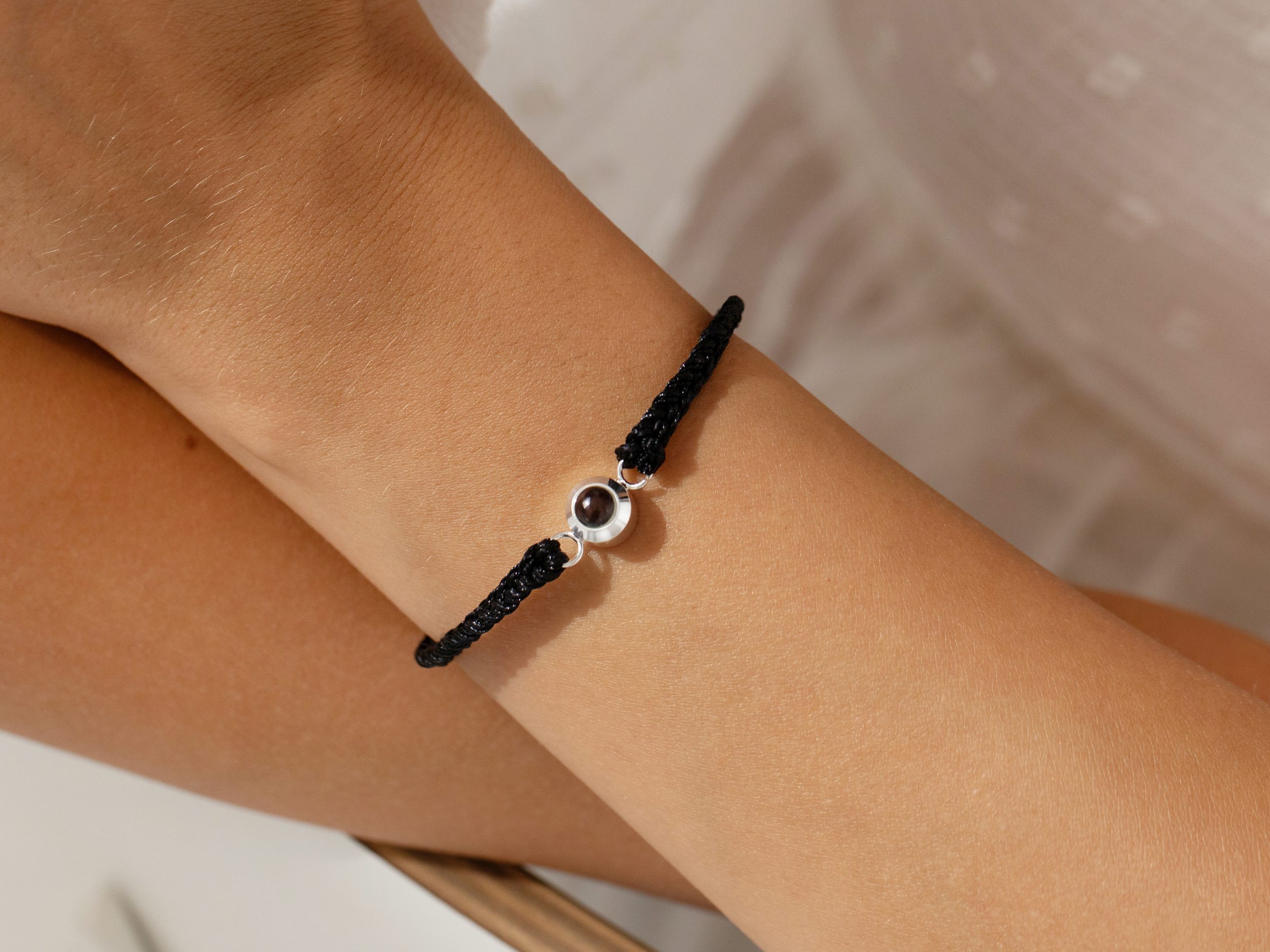 photo bracelet for men rope style silver