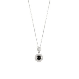 Halo photo necklace with sparkling stones around photo pendant