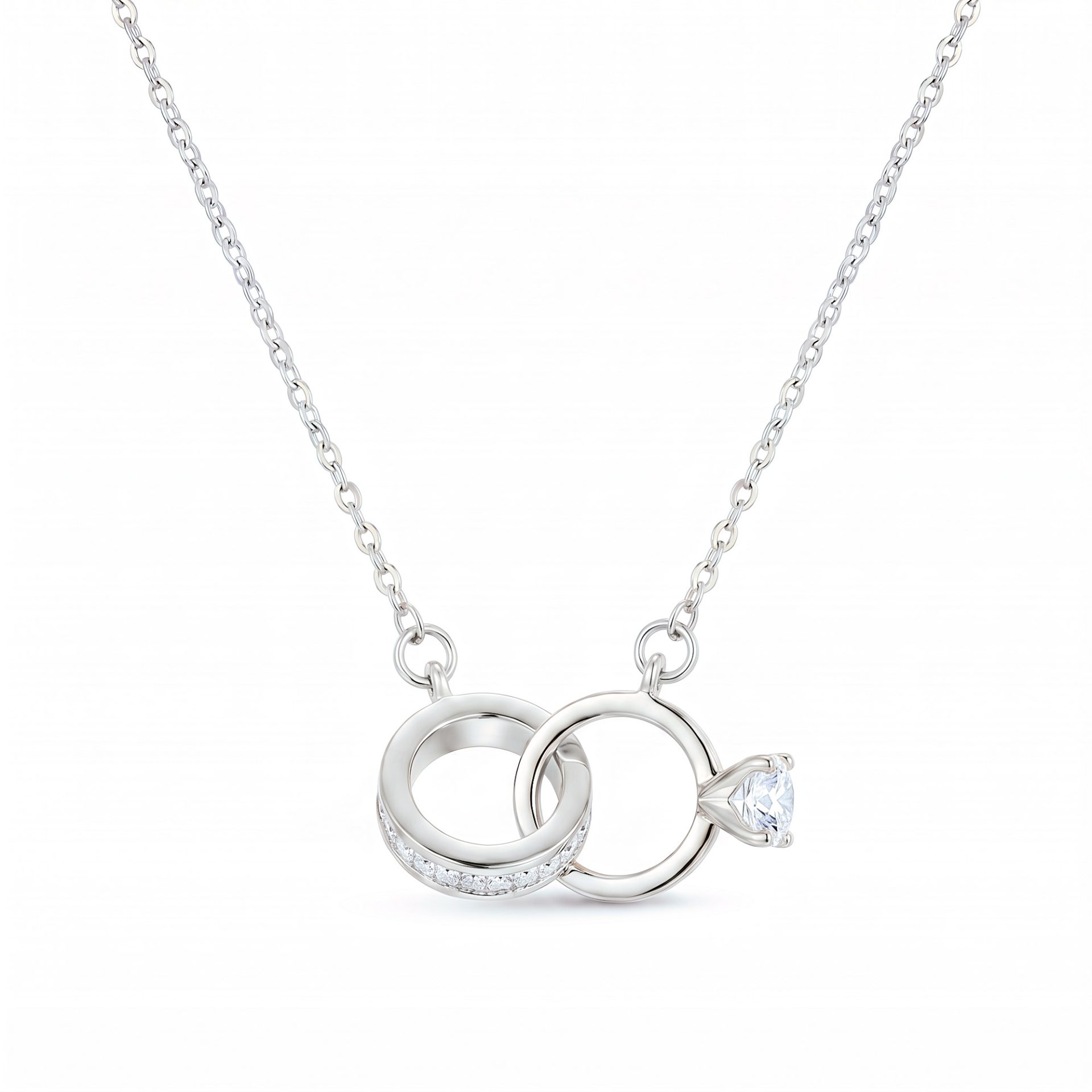 Promise Ring Necklace - white - silver